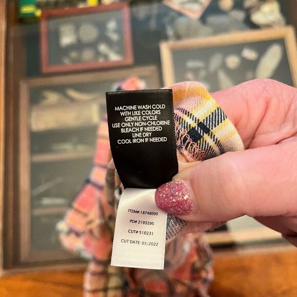 Torrid Size 0 Peach Yellow Checkered Fit & Flare Buttons Adorable - Picture 2 of 13